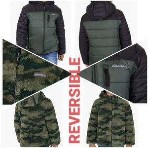 👀50% OFF👀 NWT‼️Eddie Bauer Kid's Youth Deer Harbor REVERSIBLE Hooded Jacket